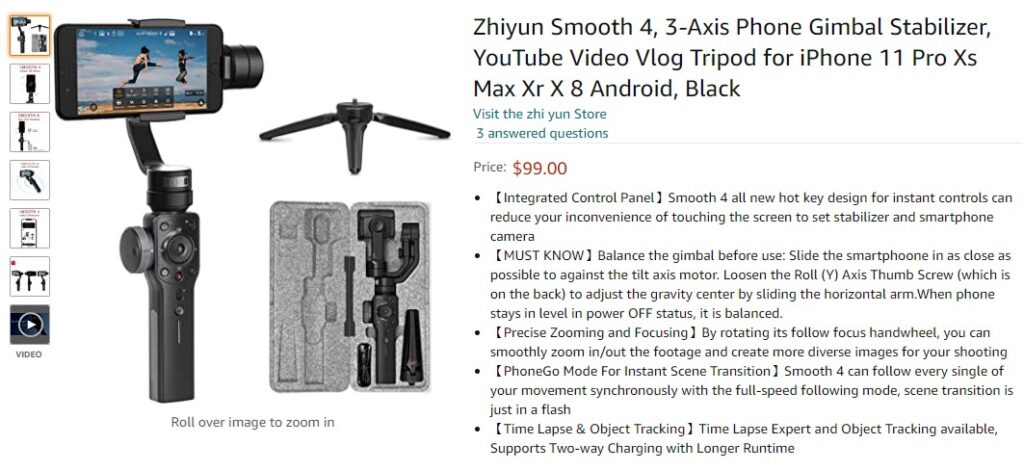 Zhiyun Smooth Q2 Gimbal ve Smooth 4 Gimbal sırasıyla 107 $ ve 94 $ 'a satışta